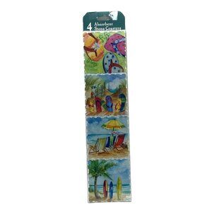 Flip Flop Summer Vacation Stone Coasters Highland Graphics Absorbent USA NEW